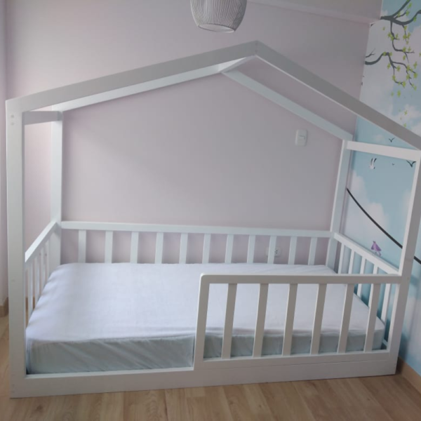 Cama cabaña blanca con 4 Barandas - Imagen 3