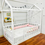 Cama Little house con 4 Barandas blanca