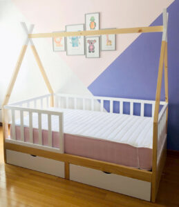 Cama tipi con cajones inferiores - acabado mixto