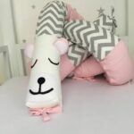 Baby Crib Bumper - osito rosa con shebron