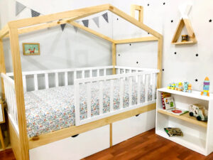 Cama cabaña mixta con cajones